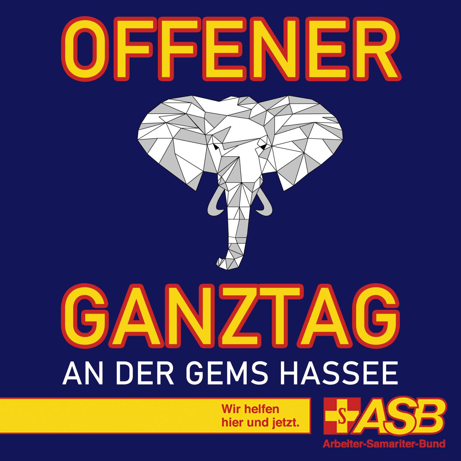 Schriftzug "Offener Ganztag" mit den Logo der GemS Hasseee.