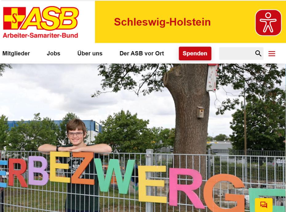 Das Eye-Able-Symbol auf der Webseite des ASB Schleswig-Holstein
